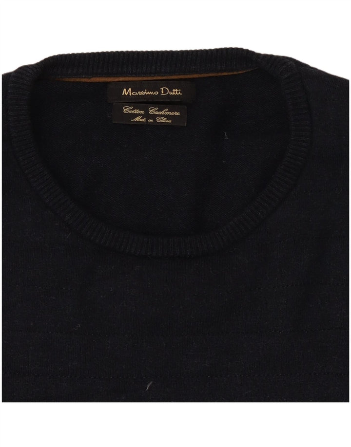 Pulover Massimo Dutti pentru bărbați, cu gât crew, bumbac mediu albastru bleumarin