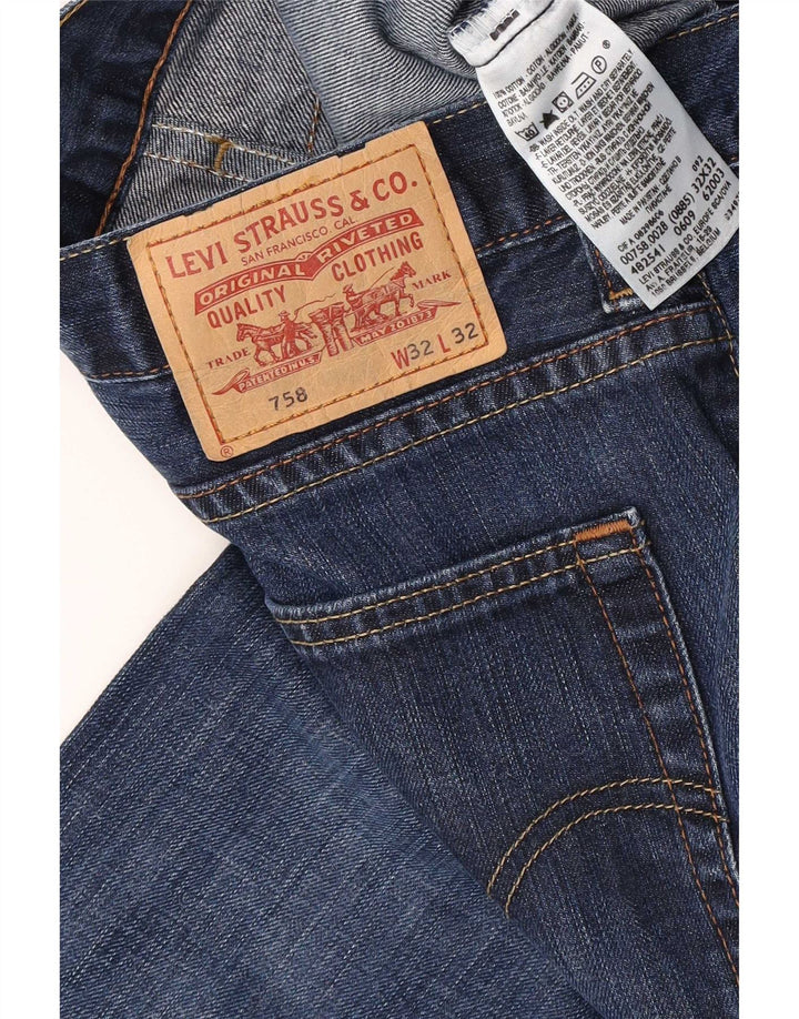 Blugi drepți distressed 758 Levi's pentru bărbați W32 L32 bumbac bleumarin