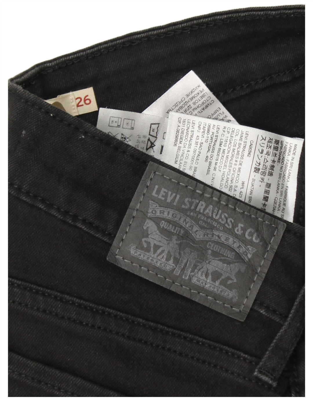 Blugi skinny 711 pentru femei LEVI'S W26 L31 bumbac negru