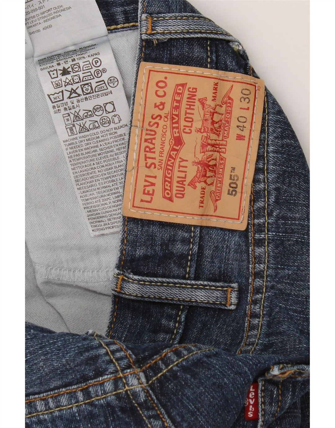 Blugi drepti pentru bărbați Levi's 505 W40 L30 Bumbac albastru
