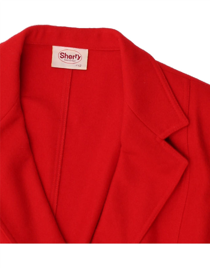 VINTAGE Womens Double Breasted Blazer Jacket IT 42 Medium Red Wool Vintage Vintage and Second-Hand Vintage from Messina Hembry 