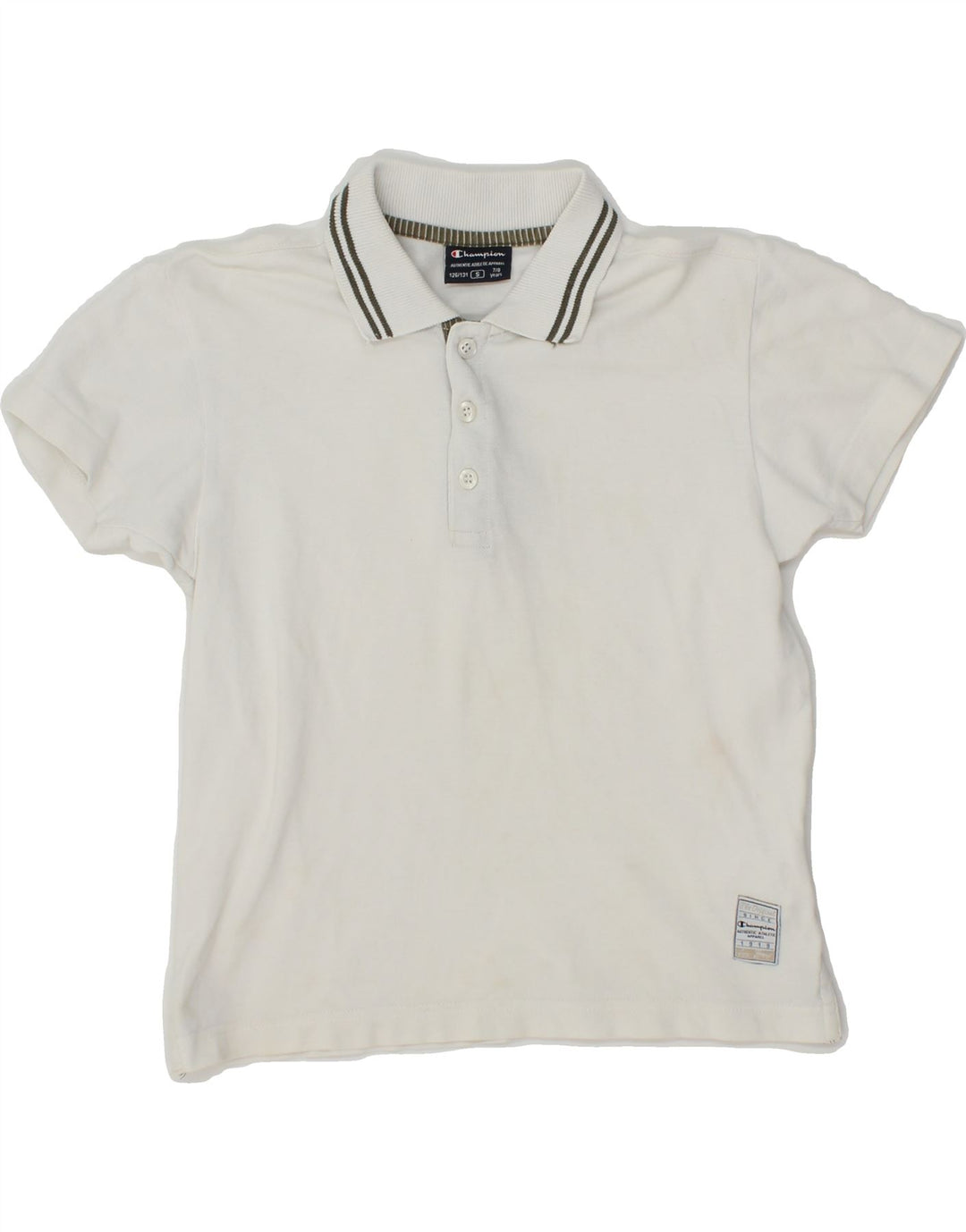 CHAMPION Boys Polo Shirt 7-8 Years Small  White Cotton Vintage Champion and Second-Hand Champion from Messina Hembry 