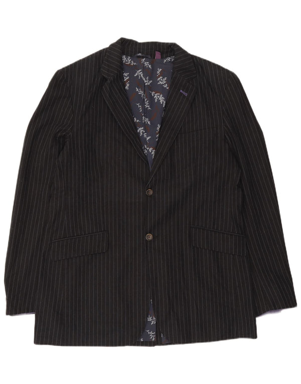 Sacou Ted Baker pentru bărbați, cu 2 nasturi, mărimea 6, 2XL, bumbac cu dungi, albastru bleumarin