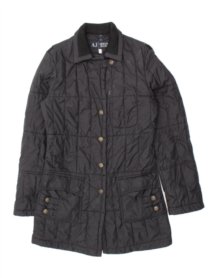 ARMANI JEANS Womens Padded Coat UK 10 Small Black Polyamide Vintage Armani Jeans and Second-Hand Armani Jeans from Messina Hembry 