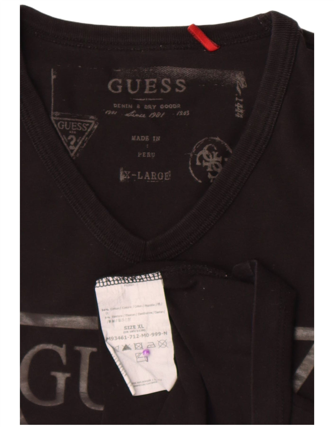 Guess Top grafic pentru bărbați cu mânecă lungă XL, bumbac negru