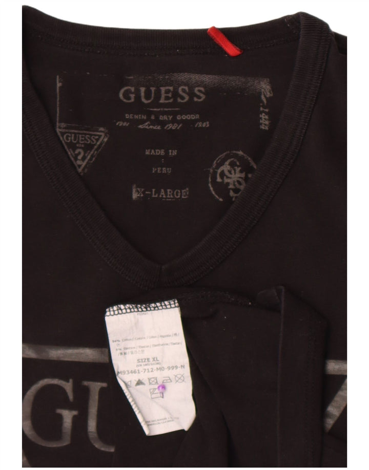 Guess Top grafic pentru bărbați cu mânecă lungă XL, bumbac negru