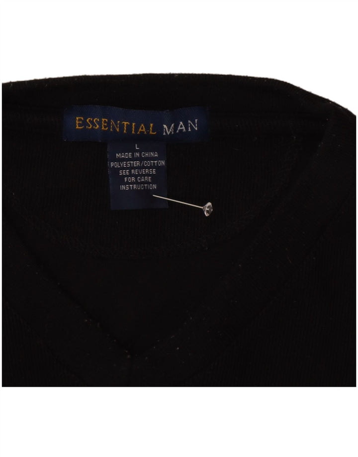 Essential Top pentru bărbați cu mânecă lungă, mare, negru, poliester