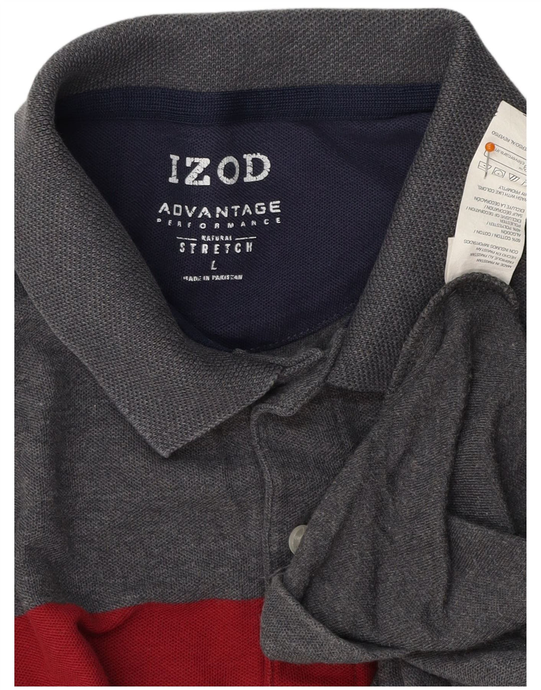 Cămașă polo IZOD pentru bărbați, mare, gri din bumbac color bloc