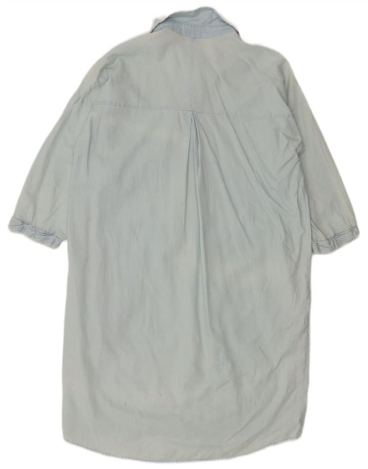 Whistles Rochie cămașă cu pulover pentru femei, UK 10, mic, albastru, bumbac