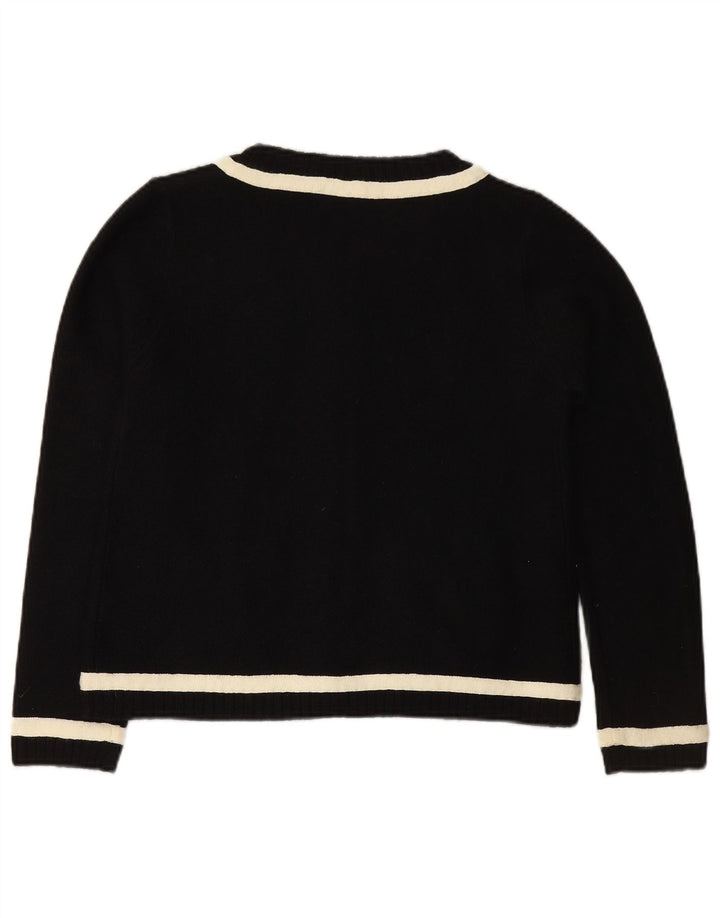 Pulover cardigan pentru femei ZARA UK 12 Medium Black Colorblock Lână