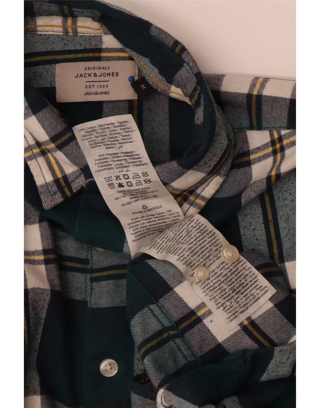 Cămașă Jack & Jones pentru bărbați, bumbac carouri verde mediu