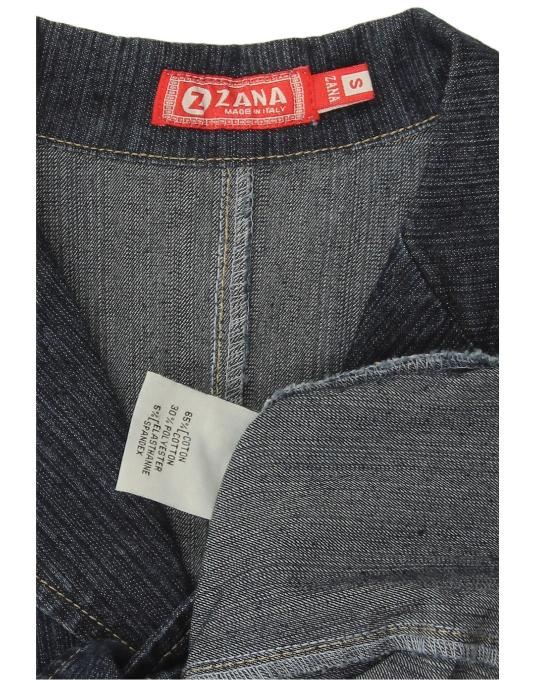 Jachetă pentru femei VINTAGE din denim cu 3 nasturi UK 10 Bumbac, albastru bleumarin, mic