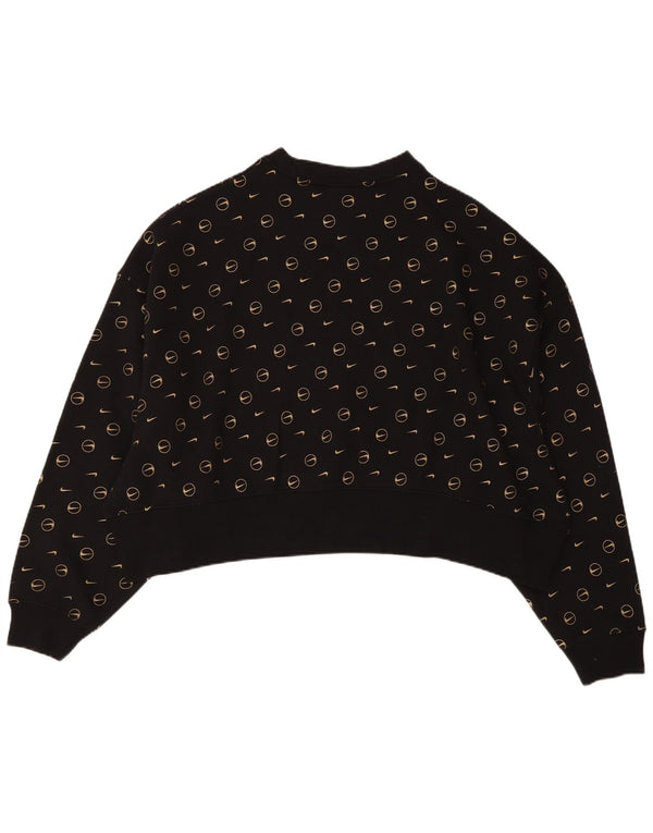 Pulover Nike pentru damă, cu grafică largi, bumbac, negru, UK 14