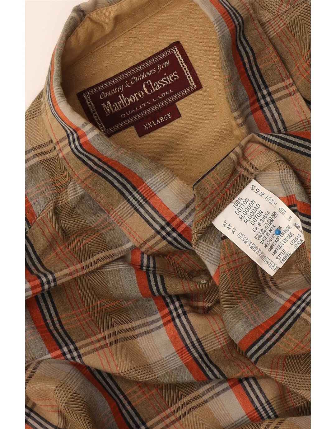 Cămașă de flanel pentru bărbați Marlboro Classics, bumbac cu check maro 2XL