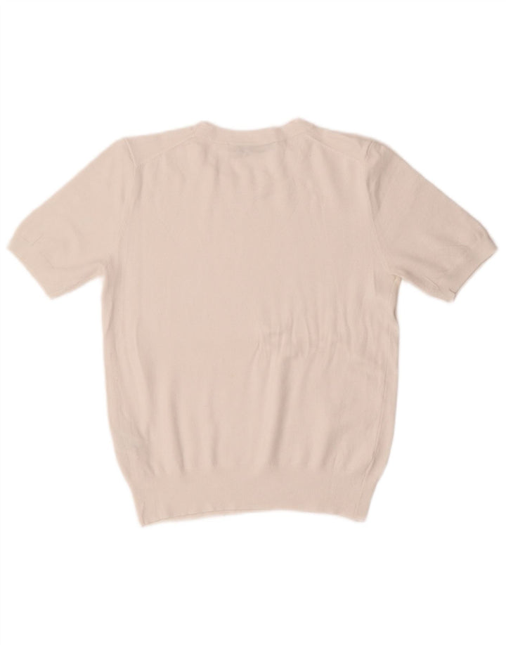 ZARA Womens Short Sleeve Crew Neck Jumper Sweater UK 12 Medium White