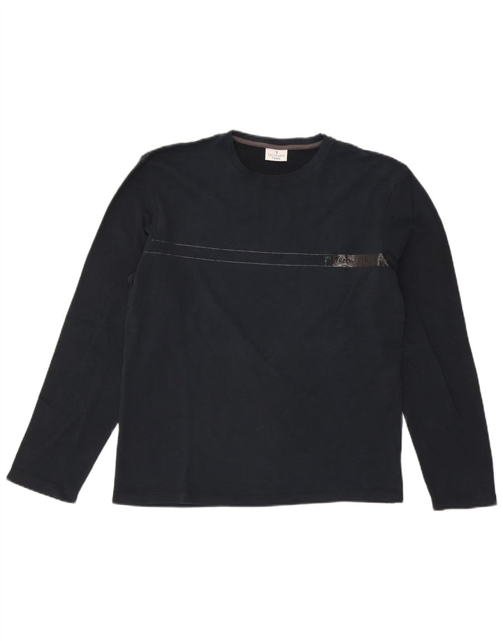 Trussardi Top pentru bărbați cu mânecă lungă mare, bleumarin, bumbac cu dungi