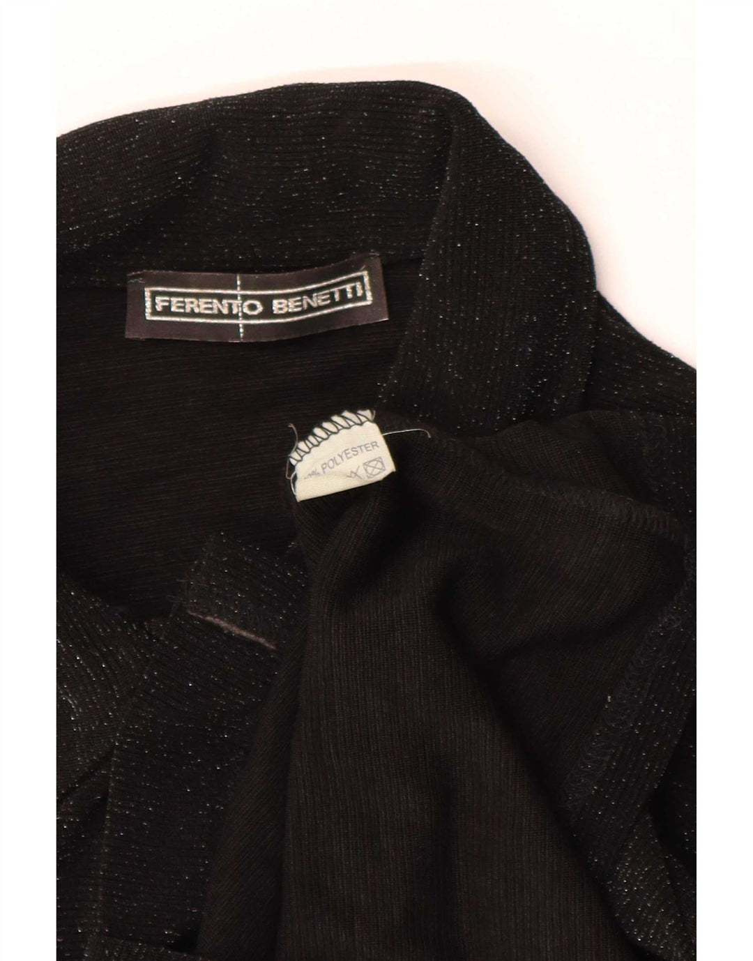 Bluză cămașă vintage pentru femei UK 8 Poliester negru mic