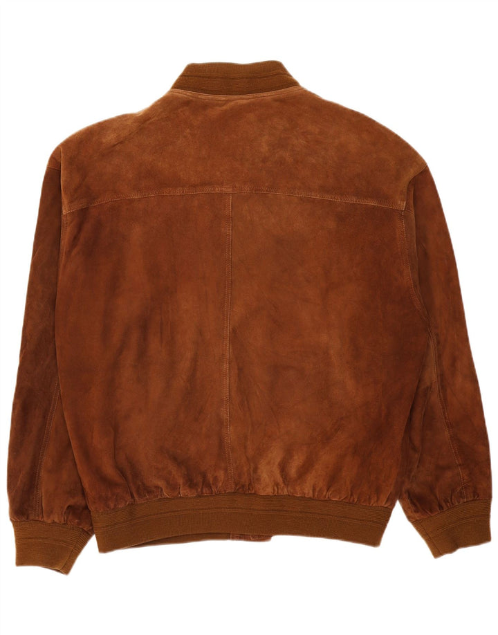 Jachetă bomber bărbați vintage din piele întoarsă IT 58 4XL Maro