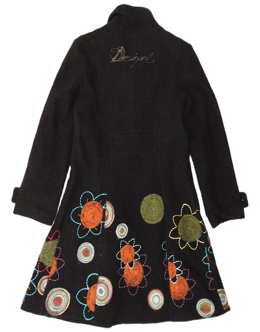 Pardesiu grafic pentru femei Desigual UK 10 mic, negru, floral