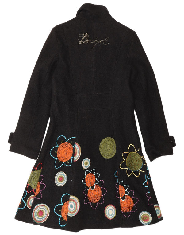 Pardesiu grafic pentru femei Desigual UK 10 mic, negru, floral