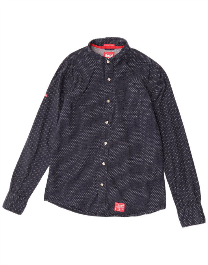 Cămașă pentru bărbați Superdry 2XL, bumbac cu buline bleumarin