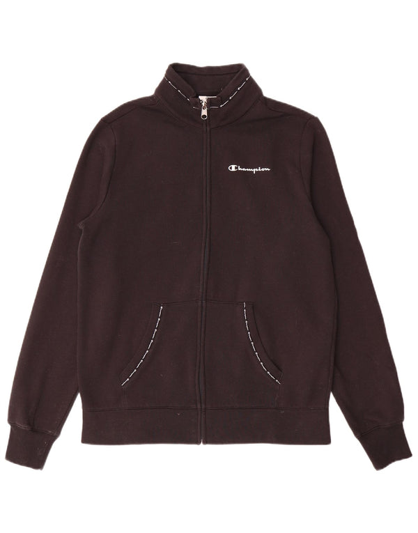 Champion Womens Graphic Tracksuit Top Jacket UK 14 Large Black Cotton
