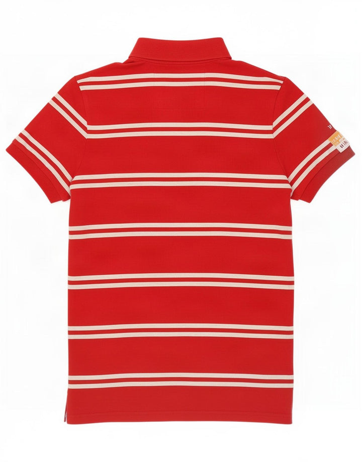 Superdry Tricou polo cu grafică pentru bărbați, bumbac cu dungi roșii medii