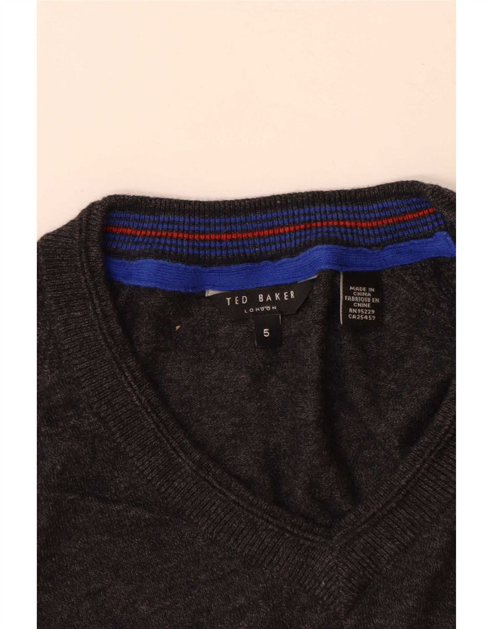 Pulover cu decolteu în V Ted Baker pentru bărbați Mărimea 5 XL Lână gri