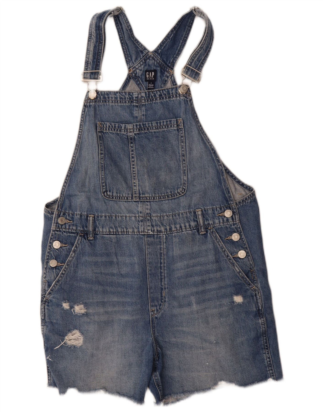 Gap Salopete Distressed Denim Pantaloni scurți Medium W36 Bumbac albastru