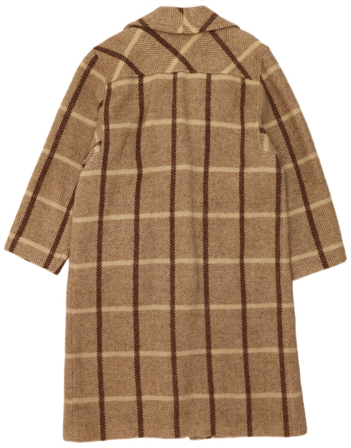Pardesiu supradimensionat pentru femei Vintage UK 14 Medium Beige Check Wool
