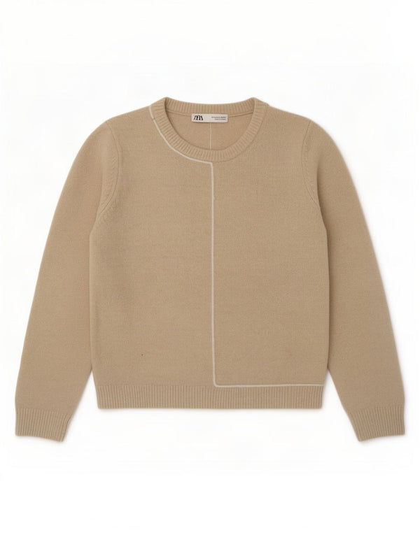 Pulover pentru damă Zara, cu gât turnut, UK 12 Medium Bej Acrilic