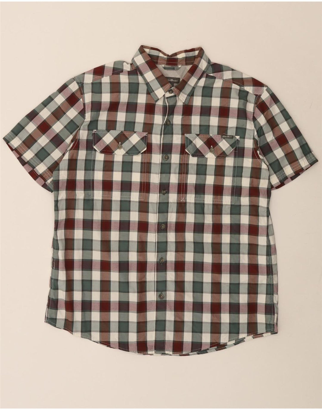 Cămașă cu mânecă scurtă pentru bărbați EDDIE BAUER, bumbac cu carouri multicolore