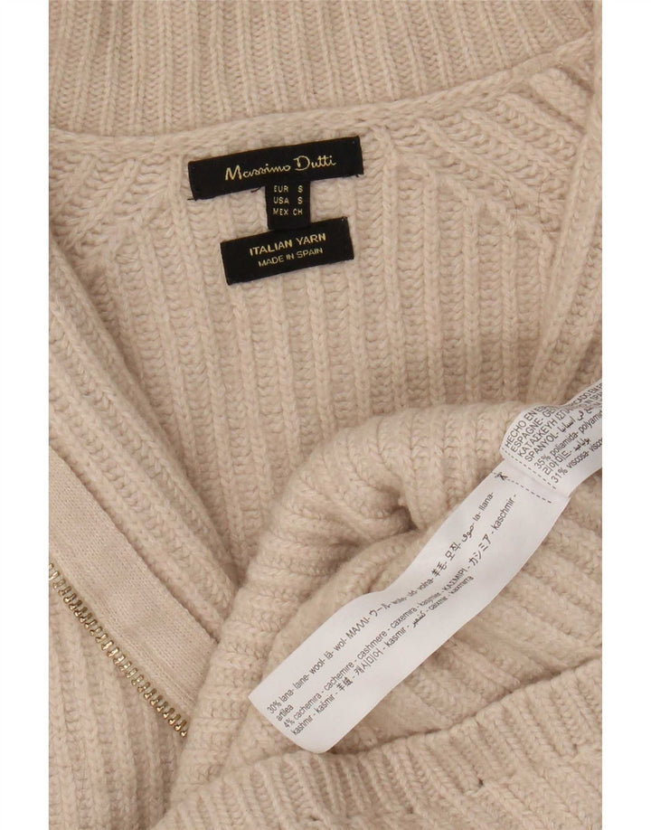 Pulover cardigan supradimensionat pentru femei Massimo Dutti UK 10 mic bej lână