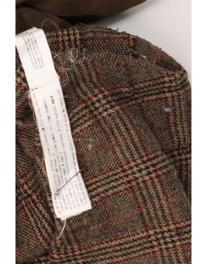 Jachetă parka cu glugă pentru femei Zara UK 14 Medium Khaki Check Bumbac