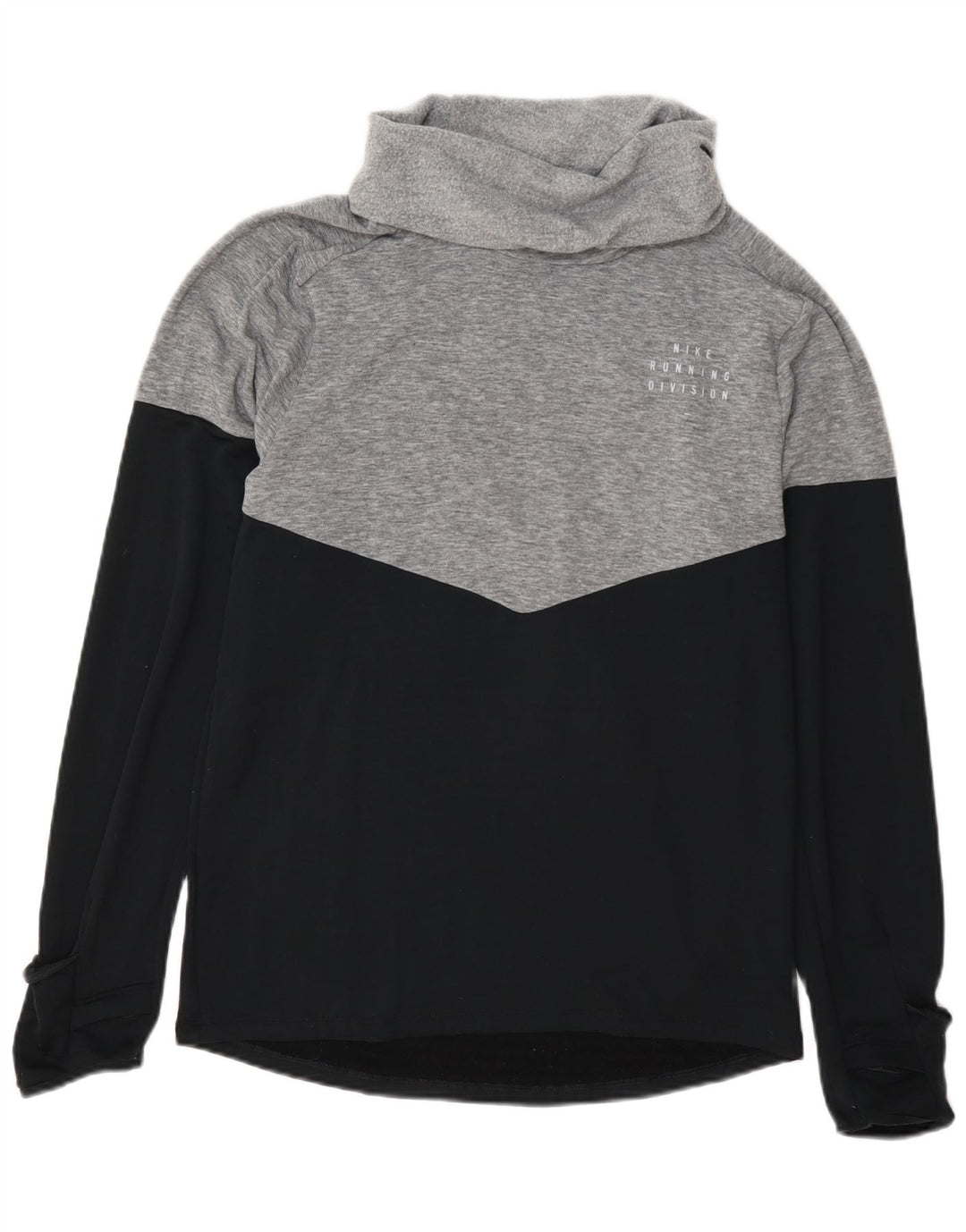 Pulover Nike pentru femei Therma-Fit cu gât rulat, mic, gri, colorblock