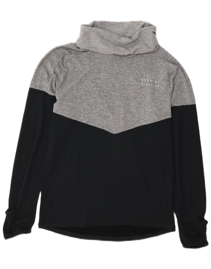 Pulover Nike pentru femei Therma-Fit cu gât rulat, mic, gri, colorblock