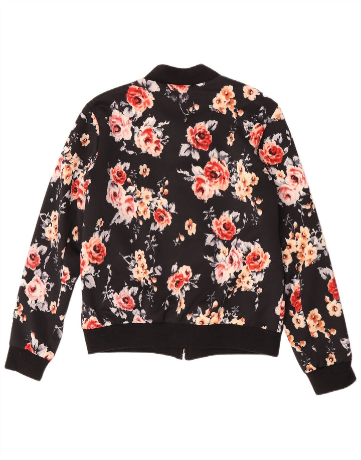 Jachetă Bomber pentru femei Zara UK 12 Medium Black Floral Poliester