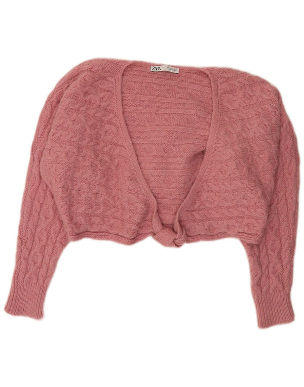 Pulover cardigan supradimensionat pentru femei Zara UK 10 Mic roz acrilic