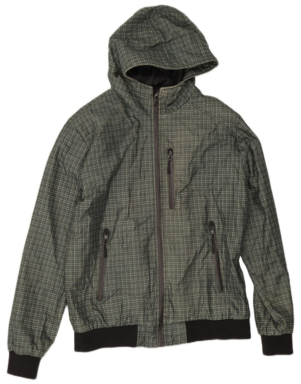 Jachetă bomber cu glugă pentru bărbați Zara Marea Britanie 44 2XL Poliester verde check