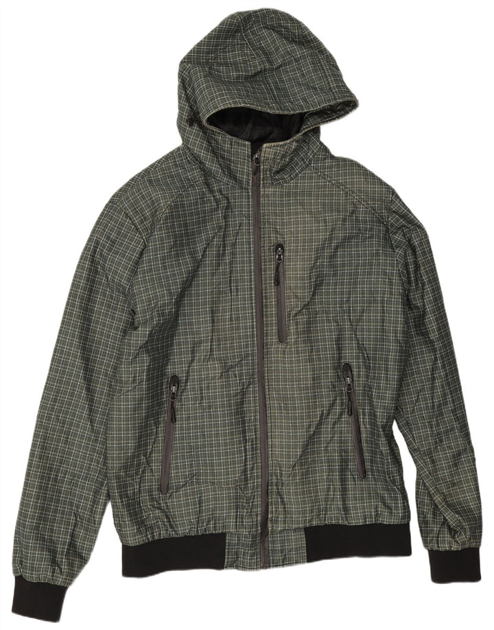 Jachetă bomber cu glugă pentru bărbați Zara Marea Britanie 44 2XL Poliester verde check