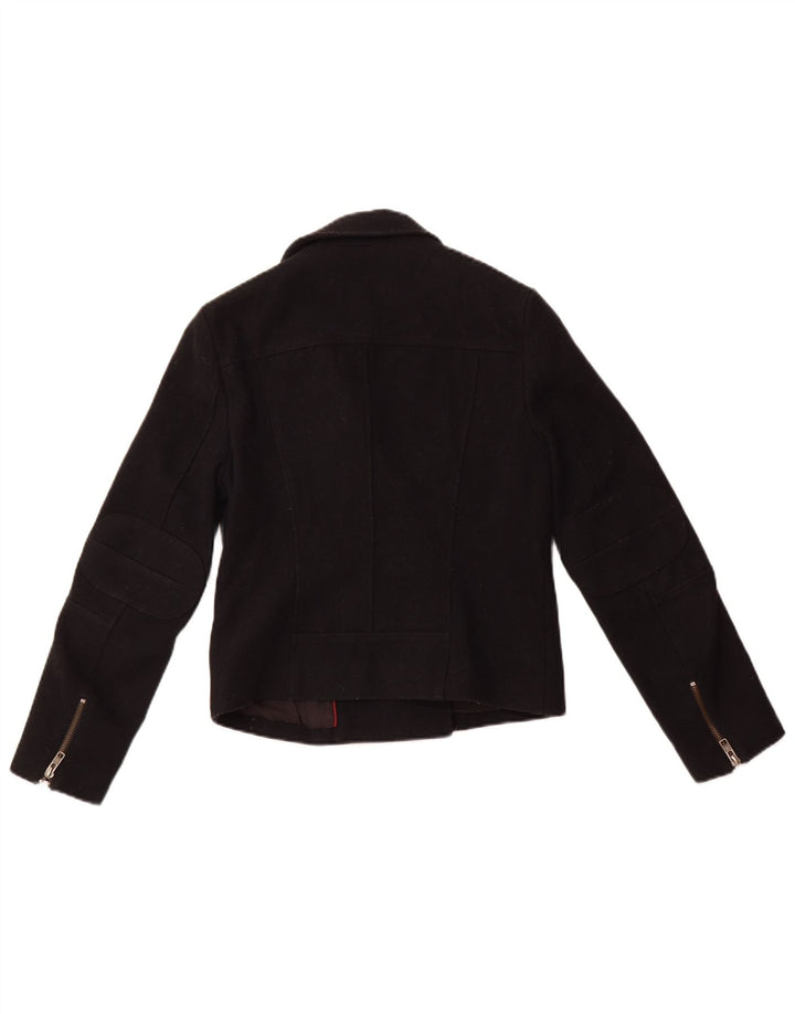 JACK WILLS Jachetă Blazer Crop pentru femei UK 8 Mic Lână neagră