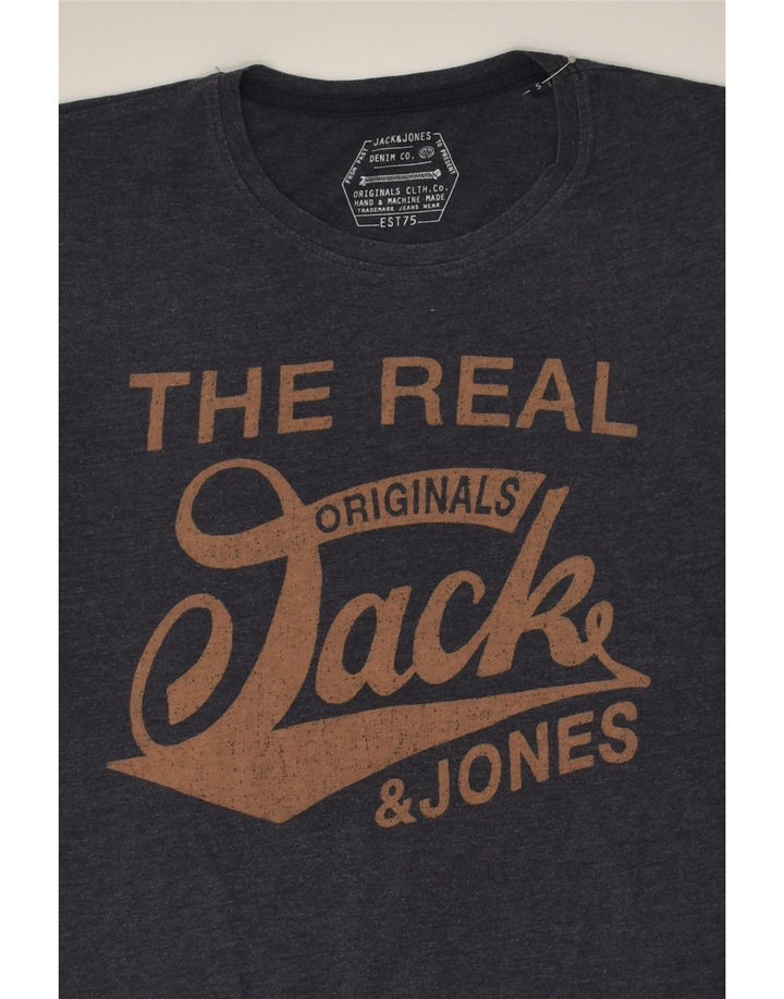 JACK & JONES Mens Graphic T-Shirt Top Small Grey Cotton Vintage Jack & Jones and Second-Hand Jack & Jones from Messina Hembry 