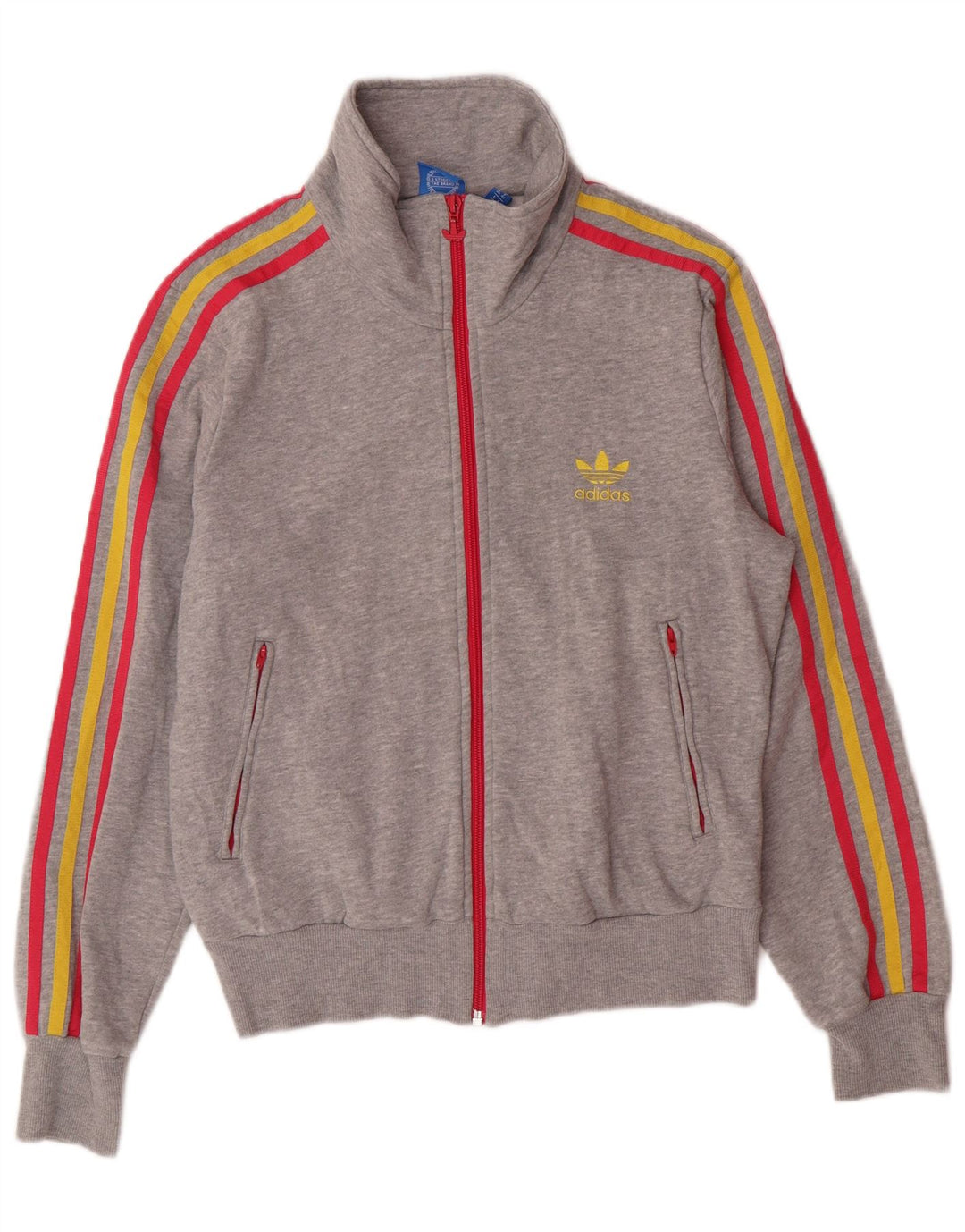 Jachetă de top pentru trening grafic ADIDAS pentru femei UK 14 Poliester mediu gri