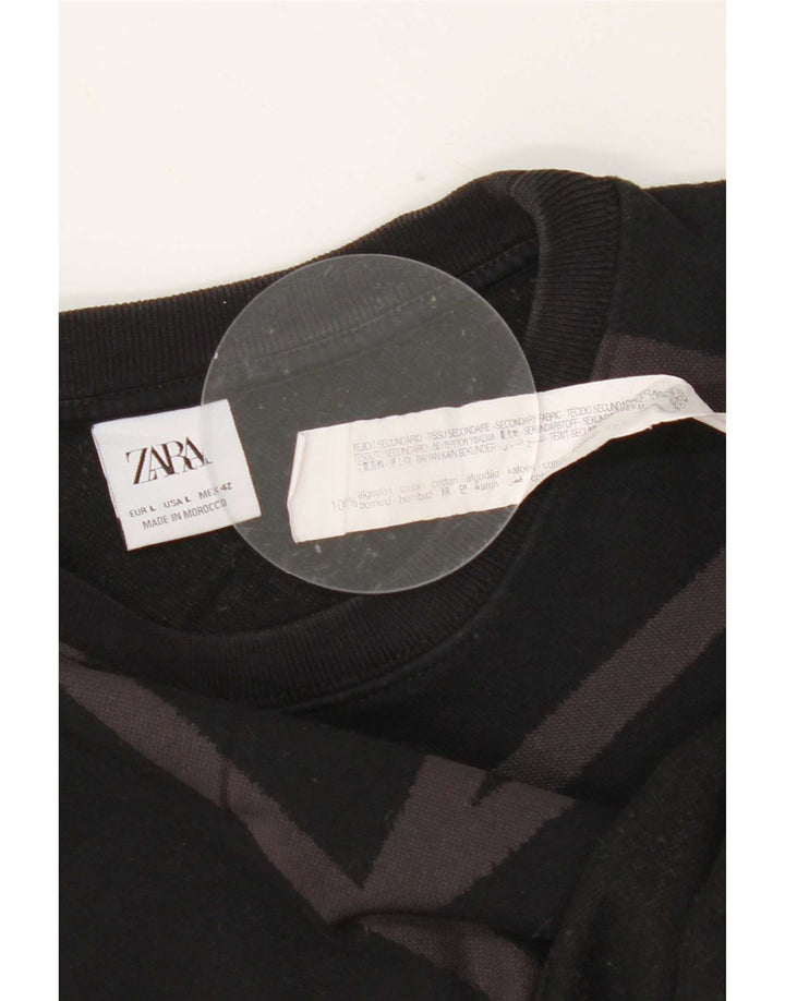 Pulover pentru bărbați Zara Pulover mare, negru, geometric, bumbac