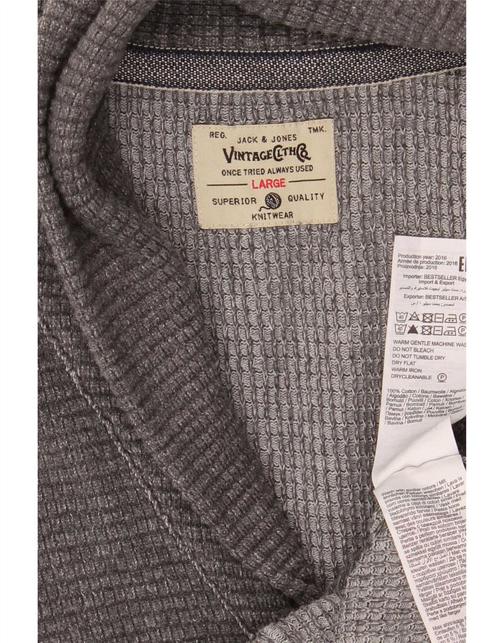 Pulover cardigan pentru bărbați Jack & Jones, mare, gri bumbac