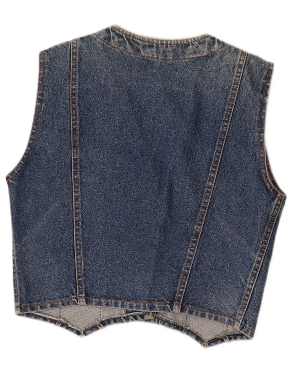 Vestă de blugi vintage pentru femei UK 12, bumbac albastru mediu
