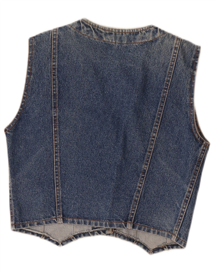 Vestă de blugi vintage pentru femei UK 12, bumbac albastru mediu