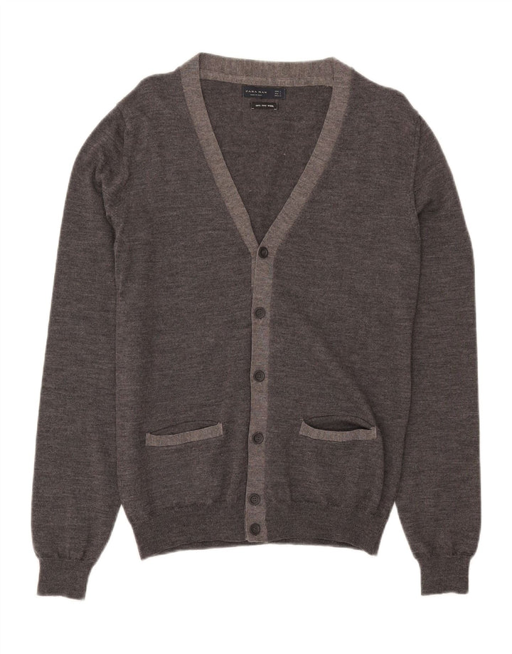 Pulover cardigan pentru bărbați Zara, lână mare, gri