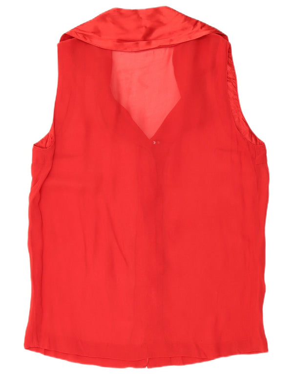 Bluză cămașă fără mâneci pentru femei VINTAGE UK 16 mare roșu