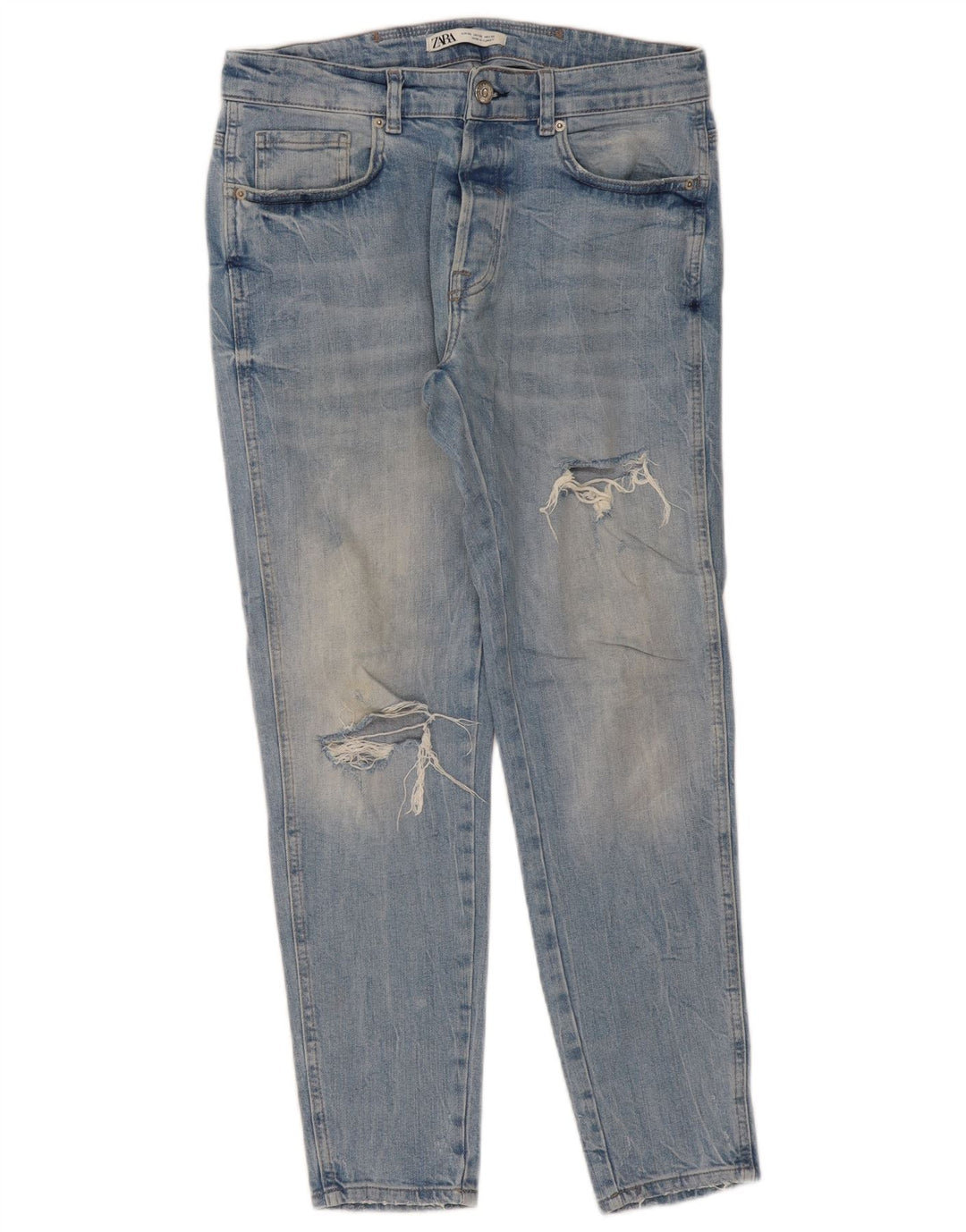 Blugi pentru bărbați slim învechiți Zara EU 42 Large W32 L29 Albastru